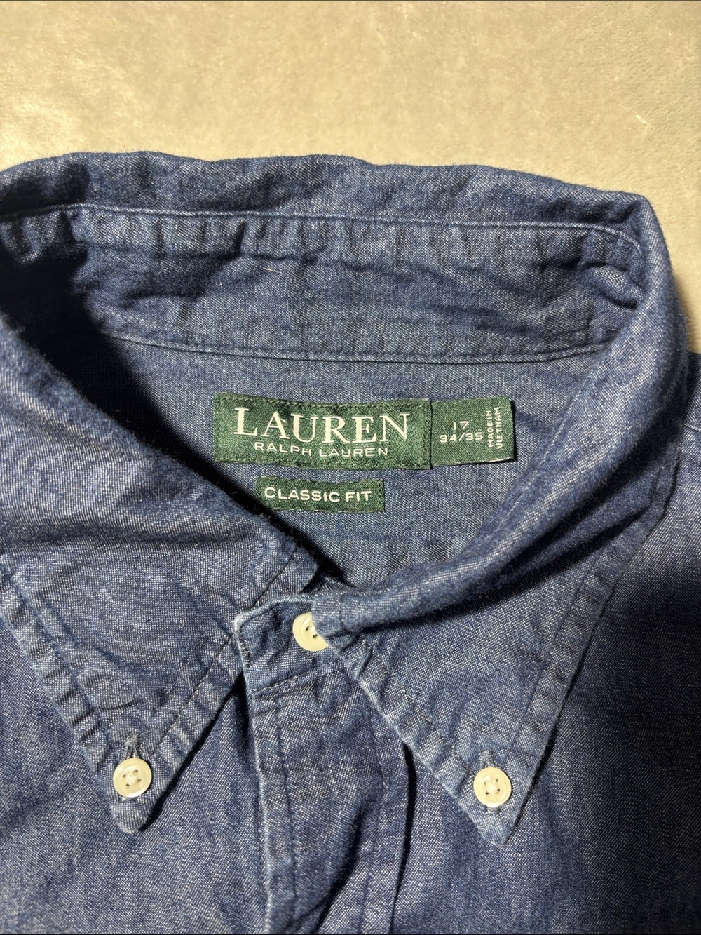 Lauren Ralph Lauren Chambray Shirt Men’s 17 34/35 Medium Classic Fit Blue‎ - Picture 2 of 9